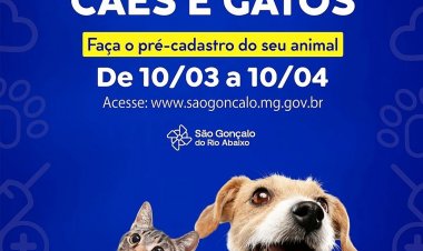 4º Mutirão de Castração de Cães e Gatos em São Gonçalo do Rio Abaixo: Inscrições Abertas!