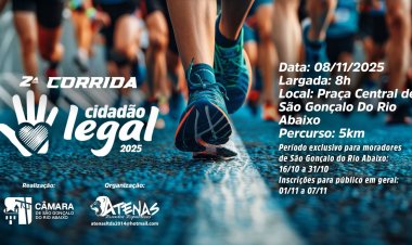 Câmara de São Gonçalo Organiza a 2ª Corrida do Cidadão Legal com Premiação em Dinheiro
